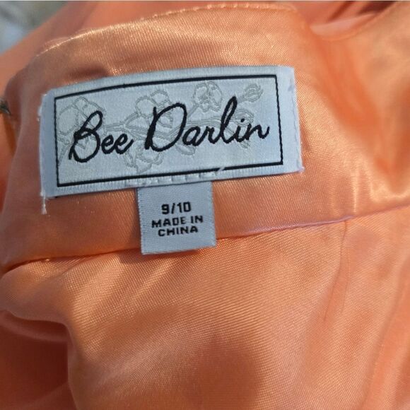 B Darlin Peach Chiffon Plunge Sequins Cutout Ladder Back Formal Gown 9/10 - Picture 4 of 4